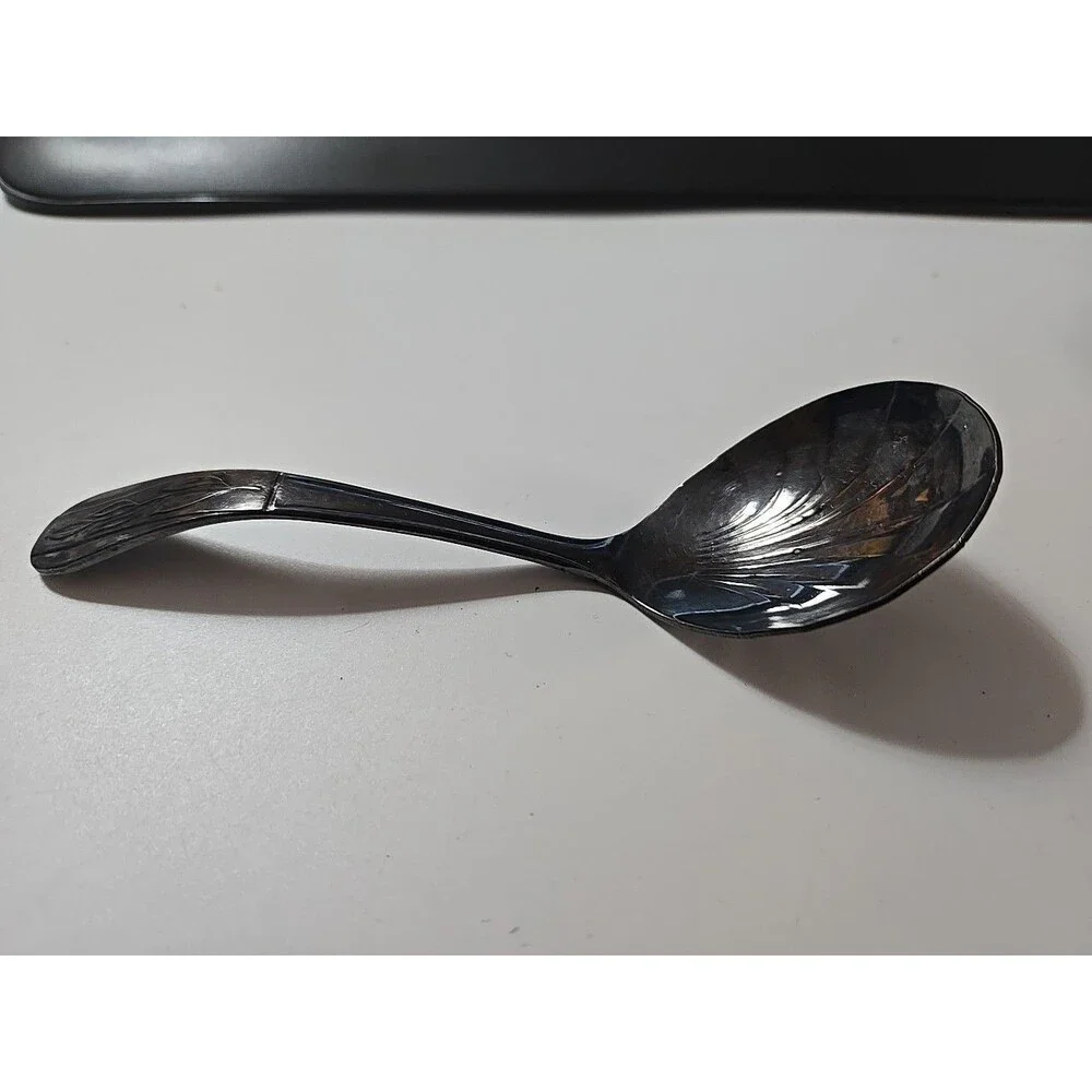 VINTAGE CHROMIUM PLATED SHEFFIELD ENGLAND SUGAR SPOON Or LADLE SHELL SHAPED